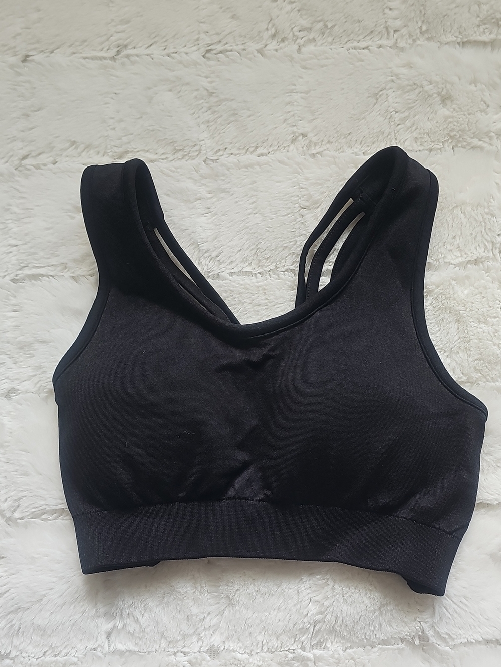 Yogalicious Black Seamless Sports Bra with Double-Strap Back
